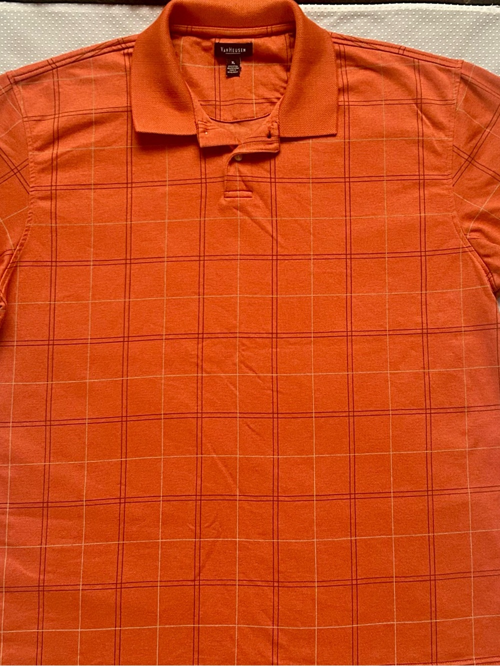 Van Heusen Men’s Orange Grid Polo Shirt